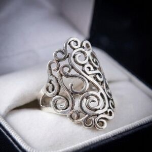 Women's Tibetan Silver boho scroll design chunky statement ring size 8 NWT